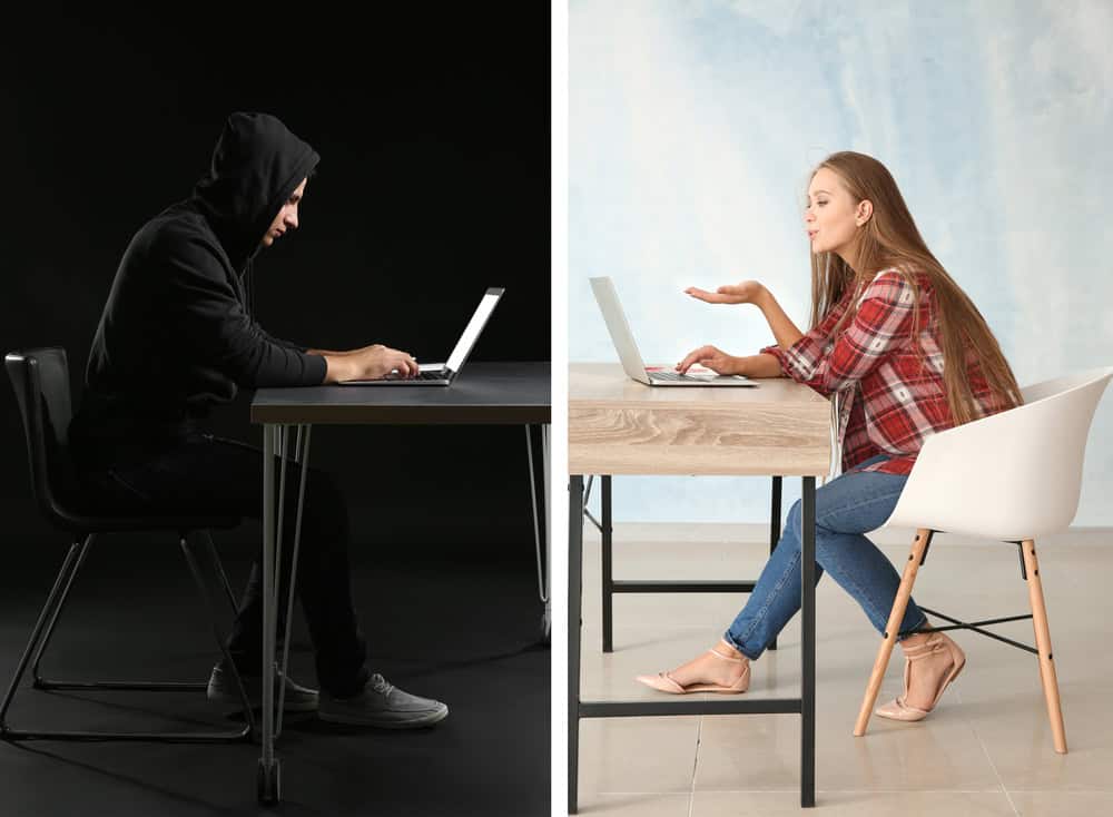 Woman having an online date with a scammer